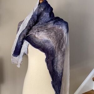 Anthropologie Lightweight Dip Dyed Blue Grey Scarf